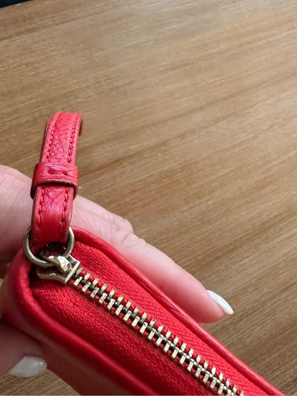 Cole Haan Red Pebbled Leather Wristlet